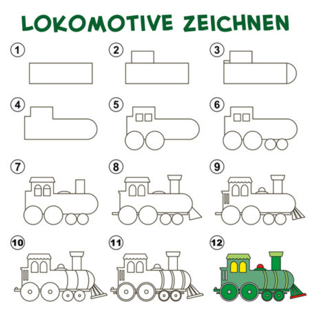 Eine Lokomotive zeichnen