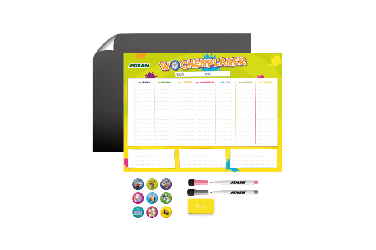 Wochenplaner, Magnettafel mit Stiften, Radierer und Magneten