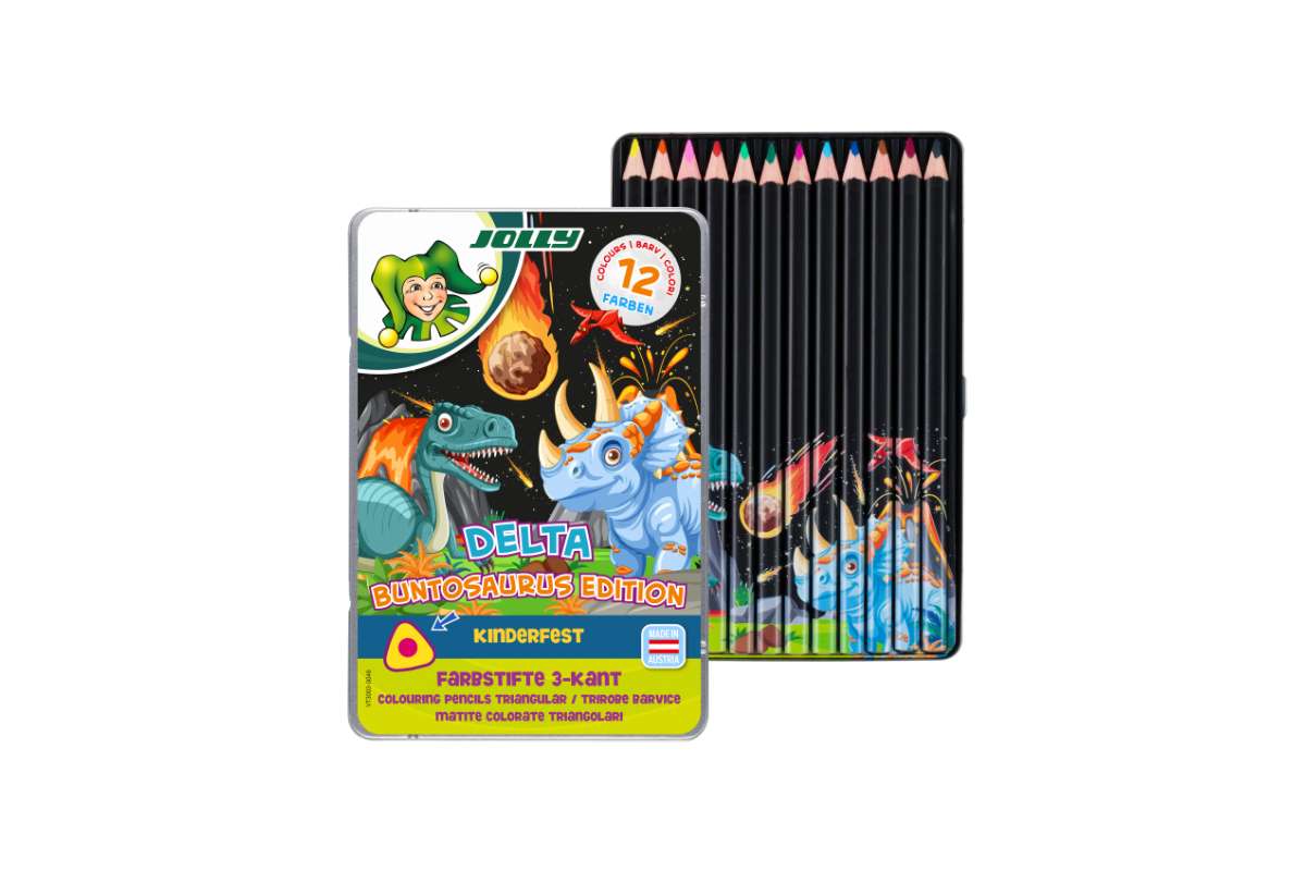 Buntstifte 3-kant Dinosaurier Buntosaurus Dekor am Stift